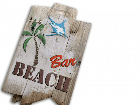 Holzschild Beach Bar von Shabby Surf Art